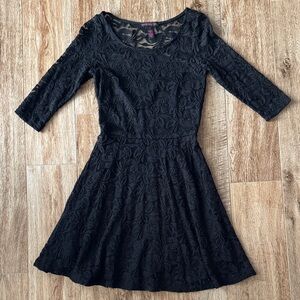Material Girl Black Lace Scoop Neck Fit-and-Flare Dress